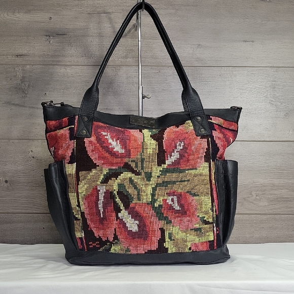 Nena & Co. Handbags - Nena & Co. Floral Tapestry Leather Tote Bag